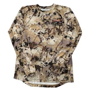 Sitka Core Lightweight Long Sleeve Crew T-Shirt Mens L Tall Camo Print Tan Brown